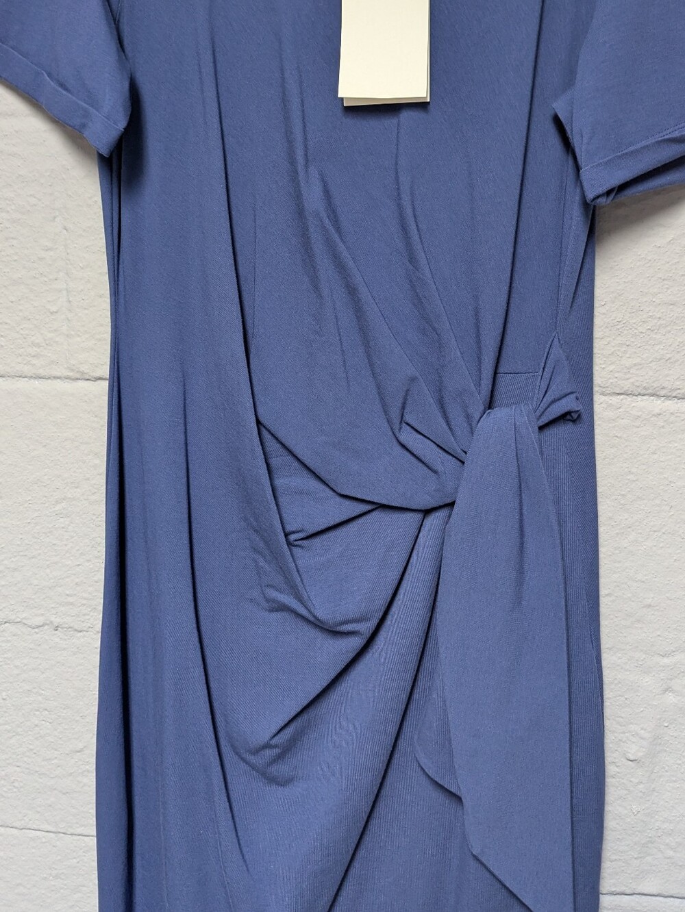 NWT Sezane Pippa Long Jersey Dress Size XL Washed Blue Short Sleeve - Picture 4 of 5